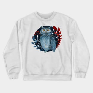 Nordic Folk Art Owl, Woodland Animals Folk Art Crewneck Sweatshirt